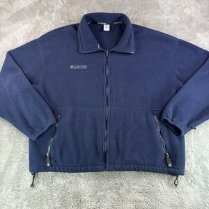 Vintage Columbia Fleece Jacket Men's XL Navy Full Zip Mock Neck Outdoors 90s